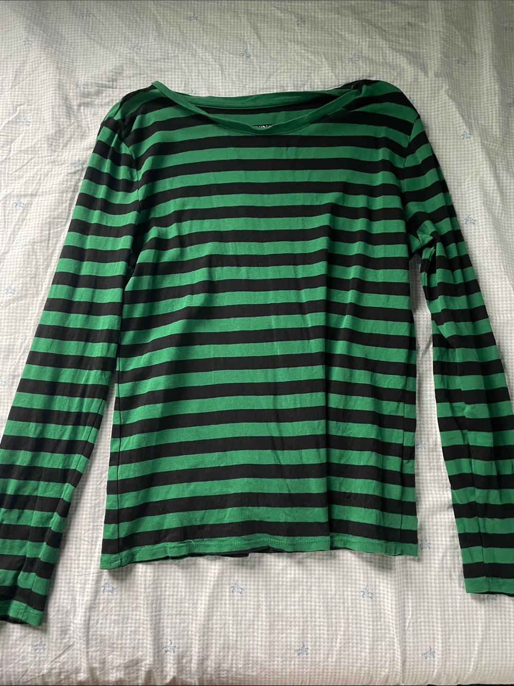 Merona Green & Black Stripe Long Sleeve Shirt